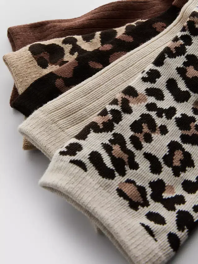 5er-Pack Crew-Socken mit Tiermuster