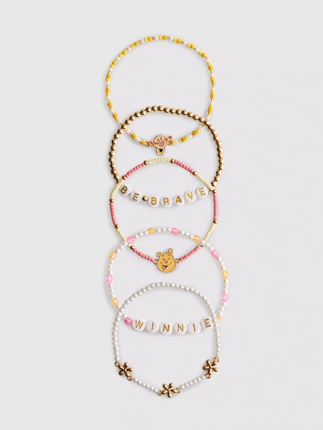 5er-Pack Disney-Perlenarmbänder mit Winnie-Puuh-Charms