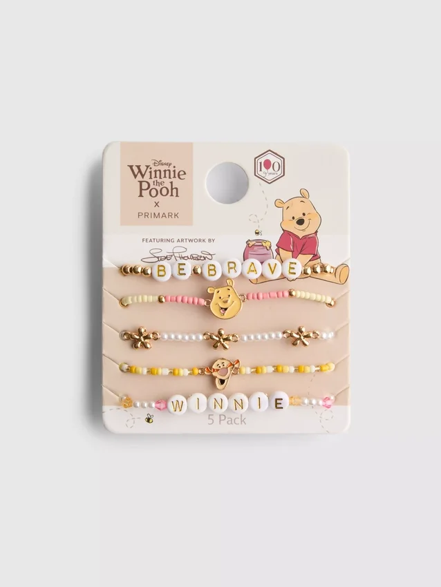 5er-Pack Disney-Perlenarmbänder mit Winnie-Puuh-Charms