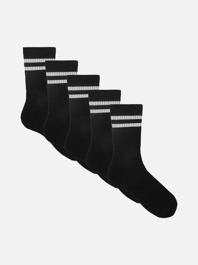 5er-Pack gestreifte Crew-Socken