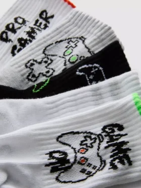 5er-Pack Knöchelsocken mit Gaming-Motiv