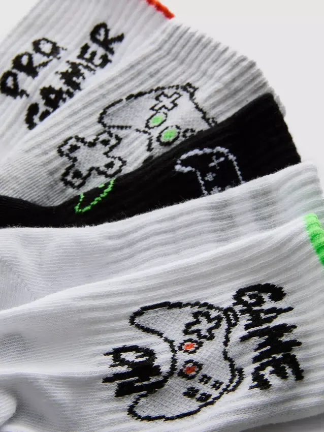 5er-Pack Knöchelsocken mit Gaming-Motiv