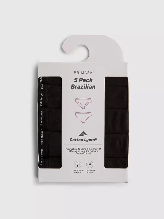 5er-Pack «Love to Lounge» brasilianische Slips mit hohem Baumwollanteil