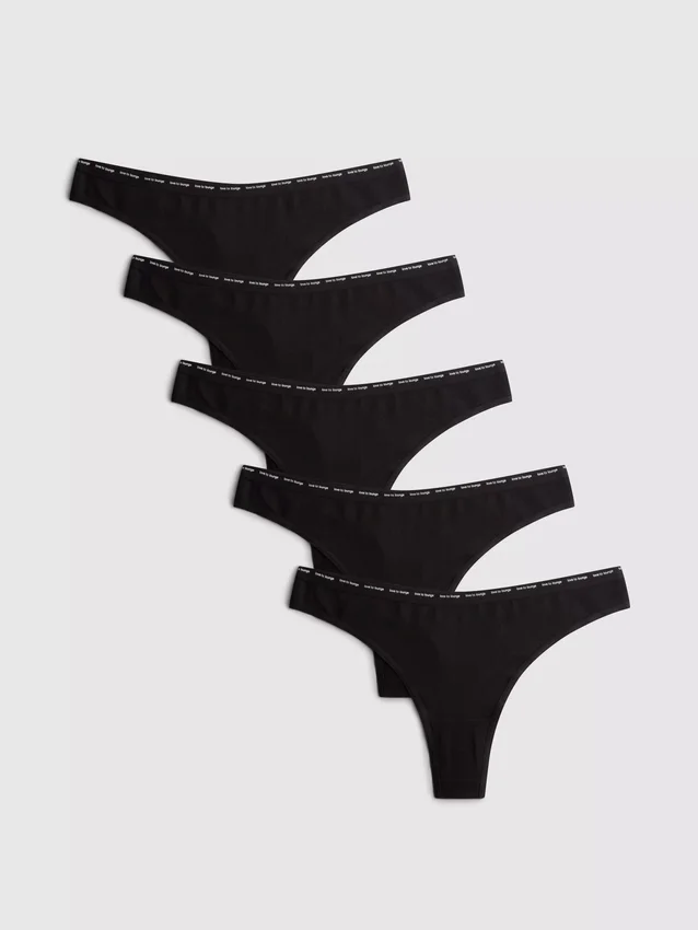 5er-Pack «Love to Lounge»-Tangas aus baumwollreichem Stoff