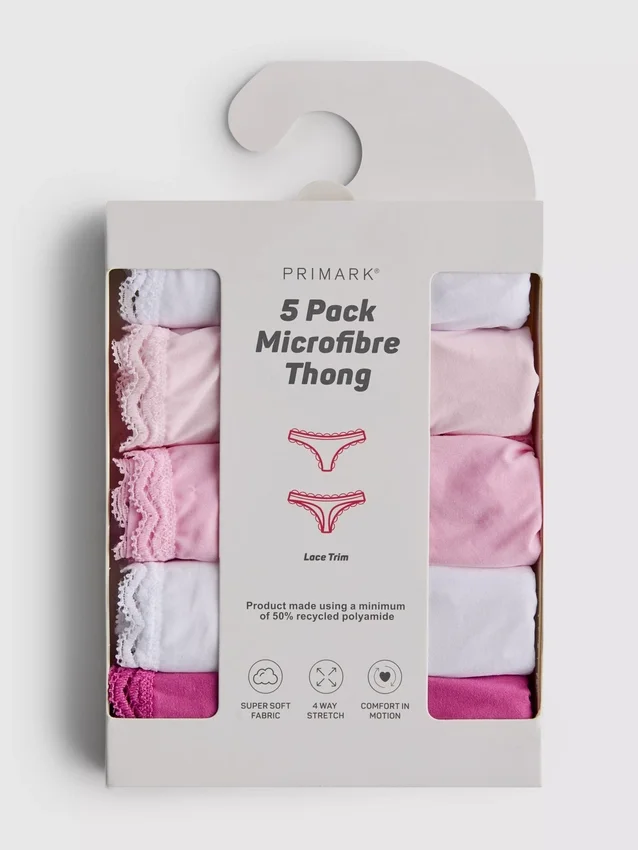 5er-Pack Mikrofaser-Tangas mit Spitzenbesatz