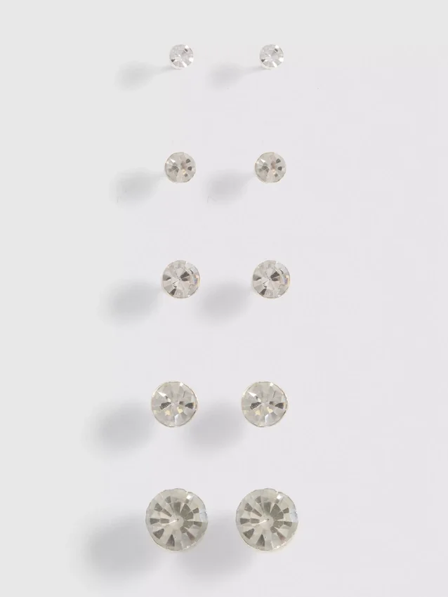 5er-Pack Ohrstecker mit Edelsteinen