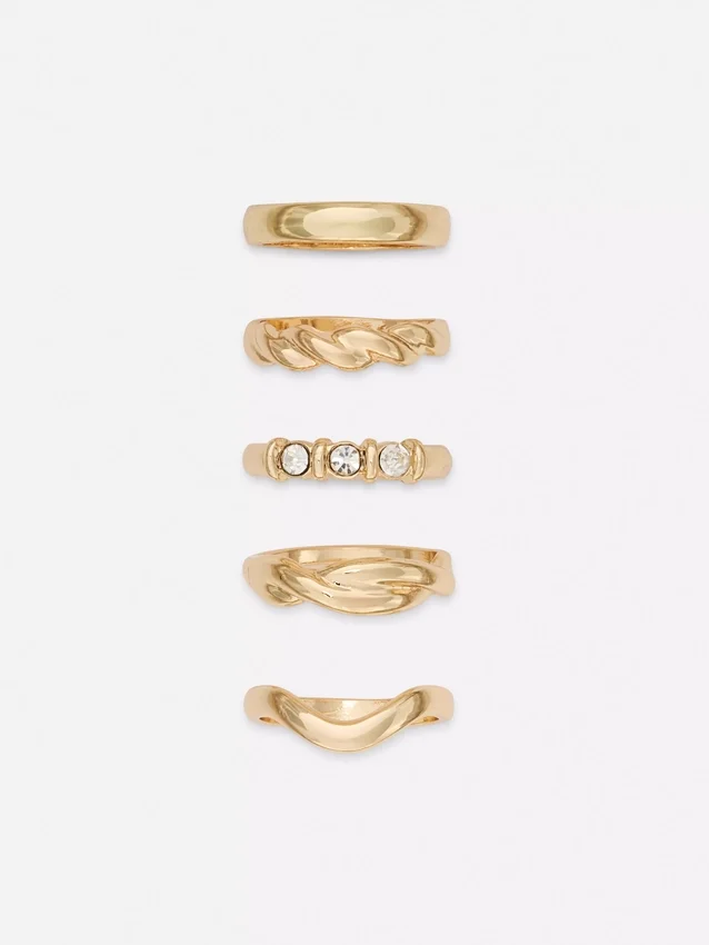 5er-Pack Ringe in verschiedenen Designs