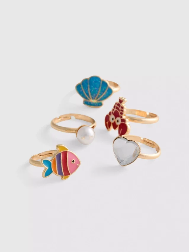 5er-Pack Ringe mit Meeresmotiven