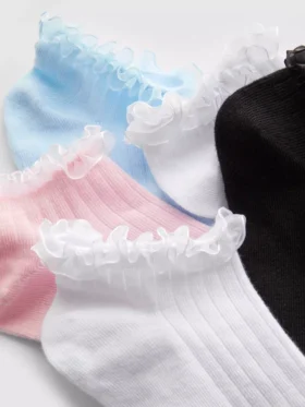 5er-Pack Sneaker-Socken mit Tüllbesatz