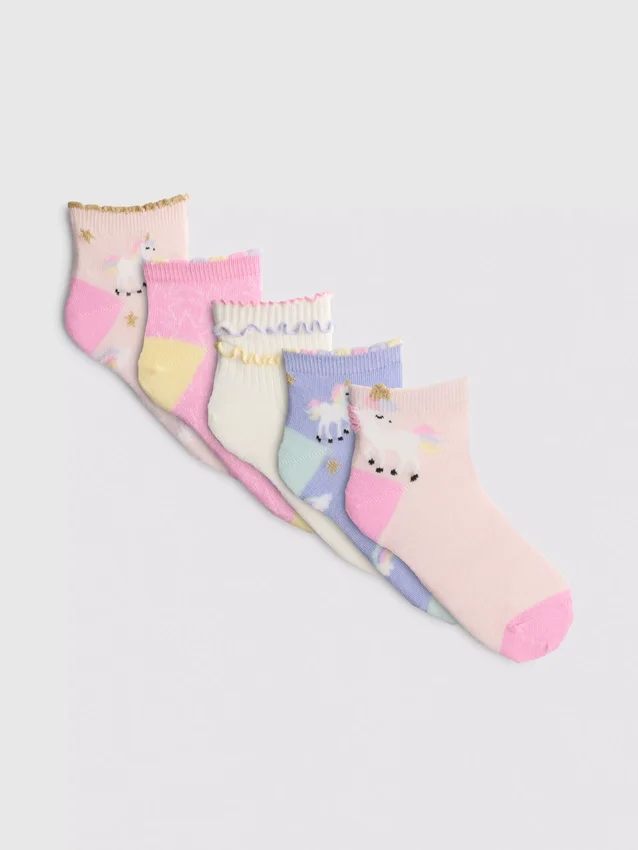5er-Pack Socken mit Einhorn-Motiv