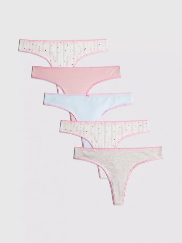 5er-Pack String-Slips mit hohem Baumwollanteil