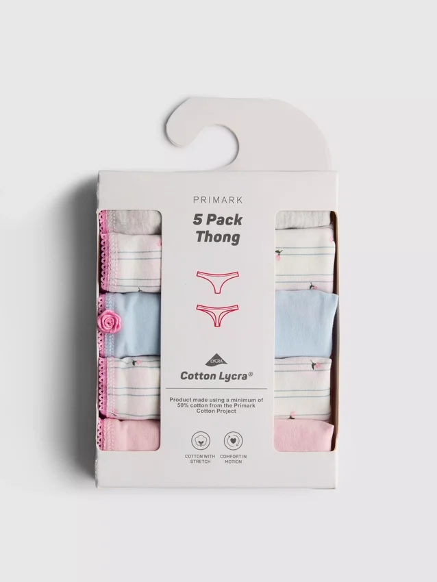 5er-Pack String-Slips mit hohem Baumwollanteil