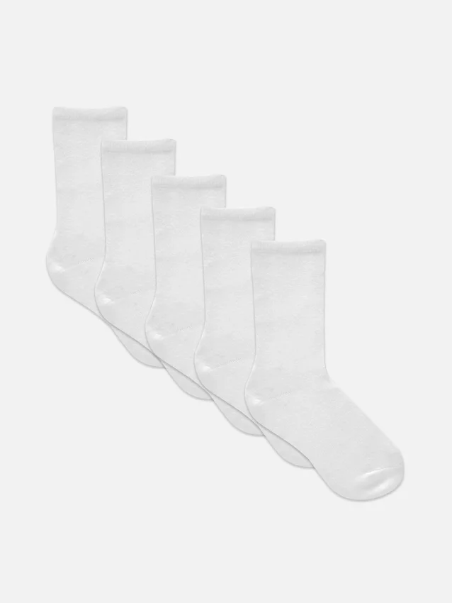5er-Pack weisse Crew-Socken