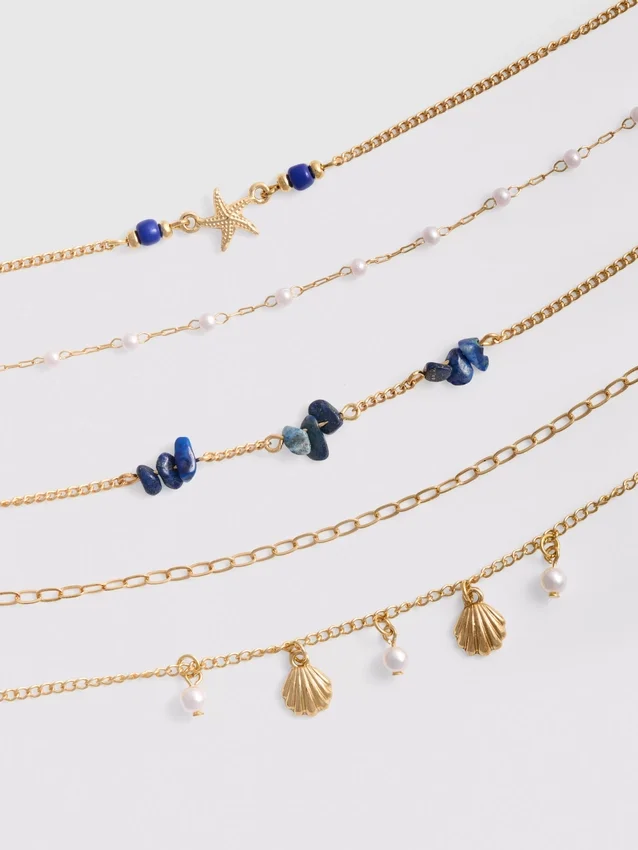 6er-Pack Choker-Ketten mit Meeresmotiven