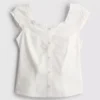 7–15 Jahre | Bluse mit gerafftem, quadratischem Ausschnitt