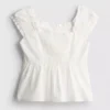 7–15 Jahre | Bluse mit gerafftem, quadratischem Ausschnitt