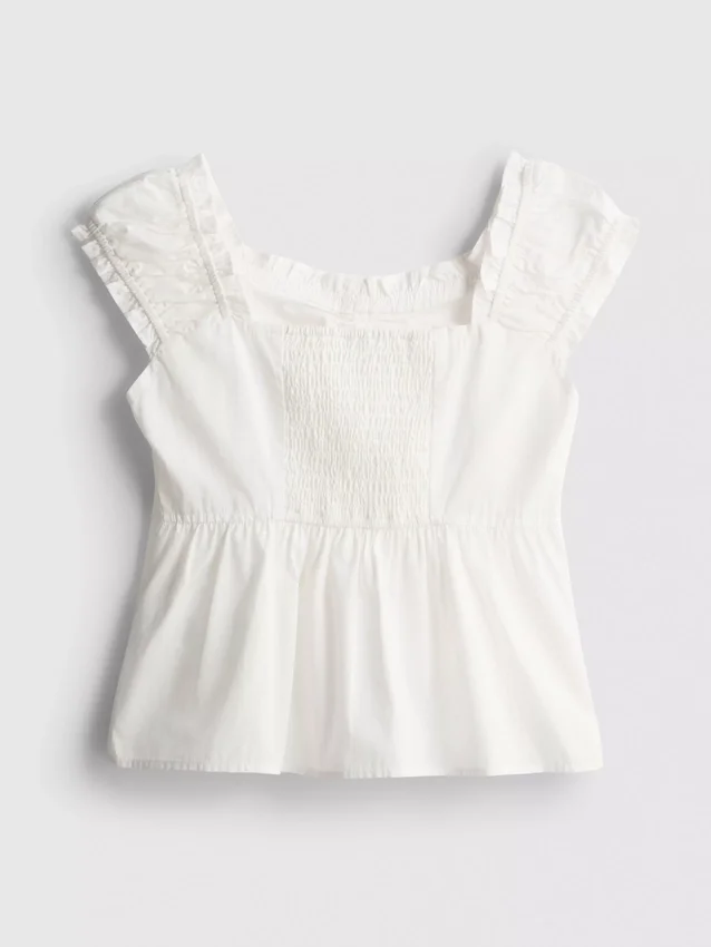 7–15 Jahre | Bluse mit gerafftem, quadratischem Ausschnitt