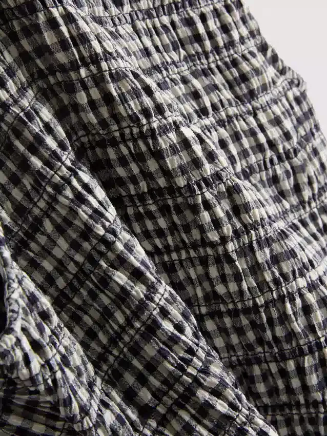 7–15 Jahre | gerafftes, ärmelloses Kleid mit Gingham-Muster