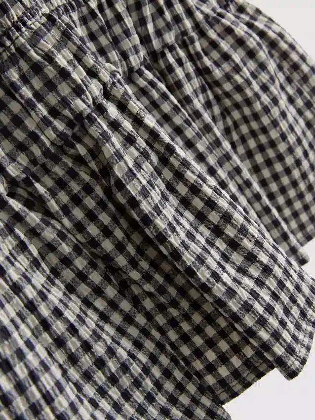 7–15 Jahre | gerafftes, ärmelloses Kleid mit Gingham-Muster