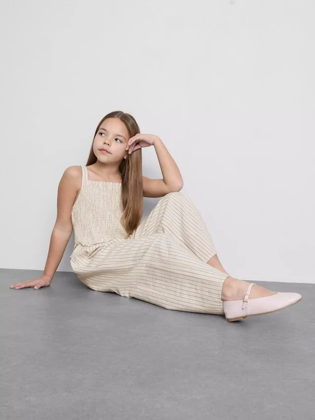 7–15 Jahre | Gestreifter, geraffter Jumpsuit