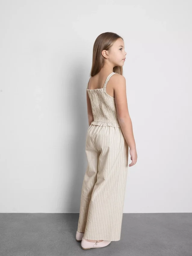 7–15 Jahre | Gestreifter, geraffter Jumpsuit