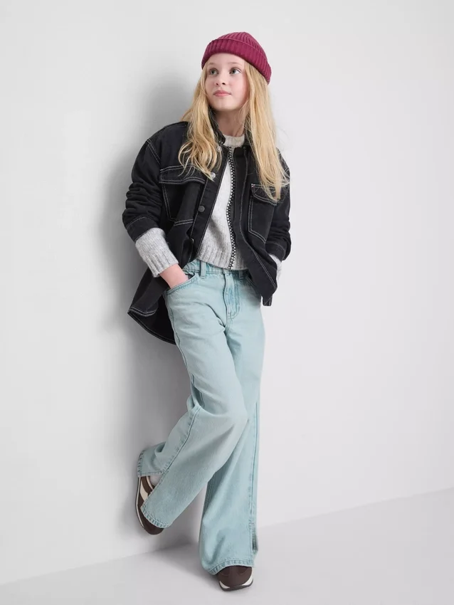 7–15 Jahre | Jeans mit weitem Bein und Schlitz am Saum