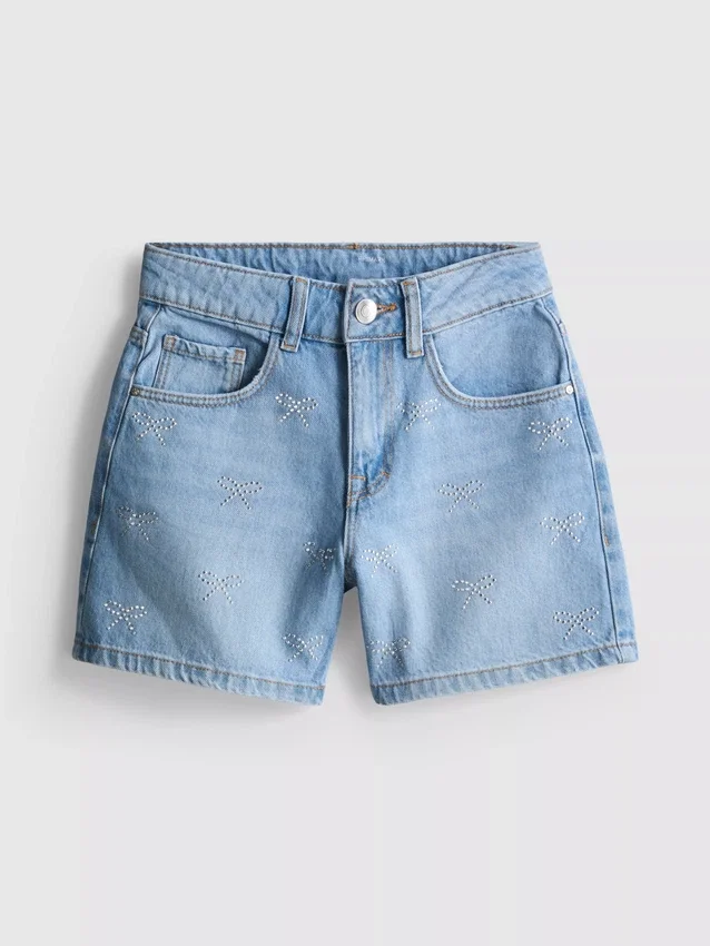 7–15 Jahre | Jeans-Shorts mit Strassschleife