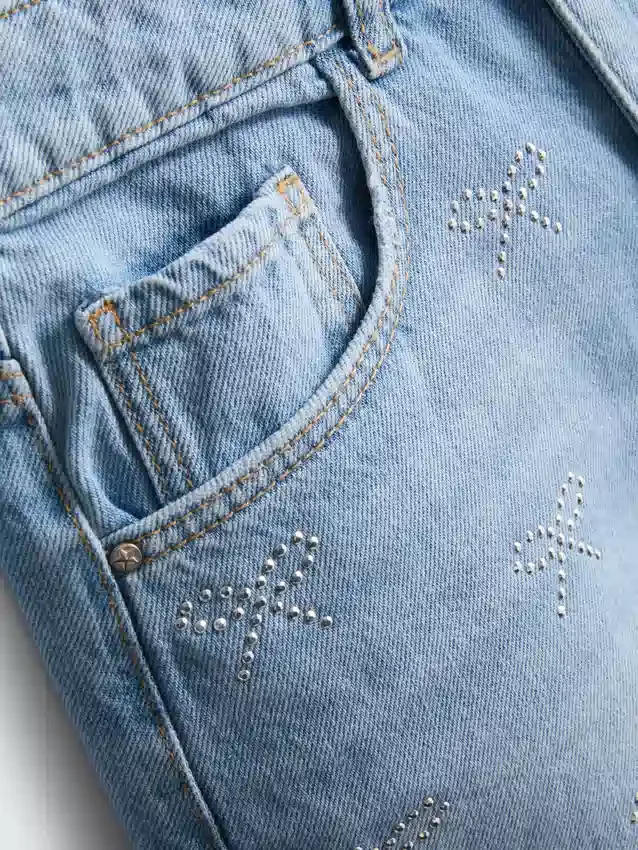 7–15 Jahre | Jeans-Shorts mit Strassschleife