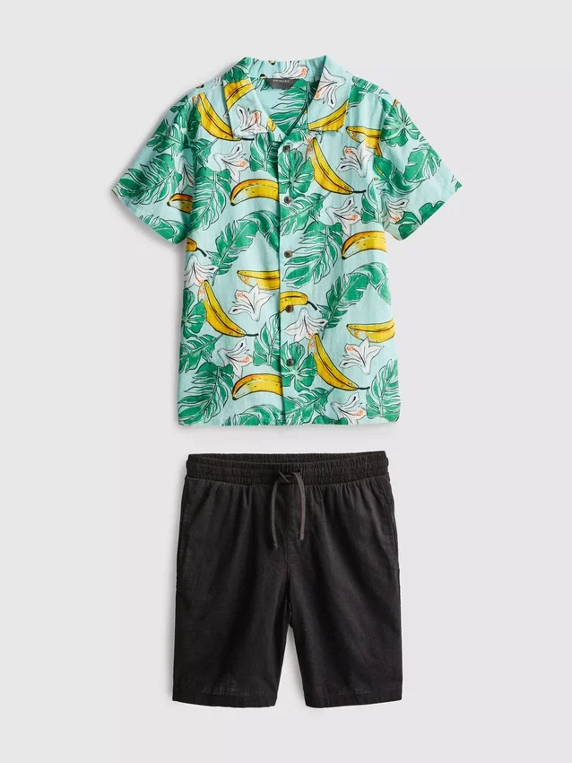 7–15 Jahre | Set aus bedrucktem Hemd und Shorts