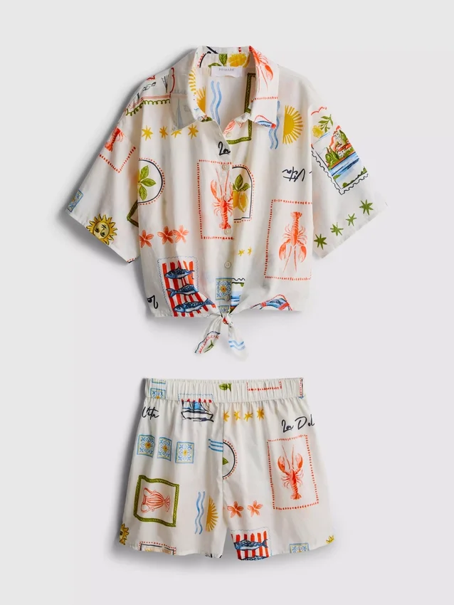 7–15 Jahre | Set aus Hemd mit Krawatten-Detail und Shorts