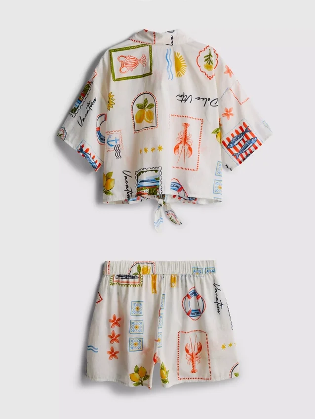 7–15 Jahre | Set aus Hemd mit Krawatten-Detail und Shorts