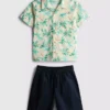7–15 Jahre | Set aus Hemd und Shorts aus Slub-Baumwolle