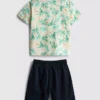 7–15 Jahre | Set aus Hemd und Shorts aus Slub-Baumwolle