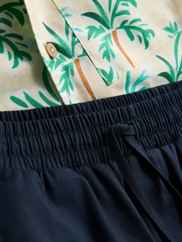 7–15 Jahre | Set aus Hemd und Shorts aus Slub-Baumwolle