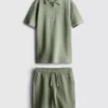 7–15 Jahre | Set aus strukturiertem Polohemd und Shorts