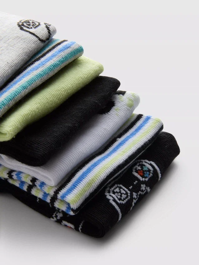 7er-Pack Gaming-Sneaker-Socken mit Grafikmotiven