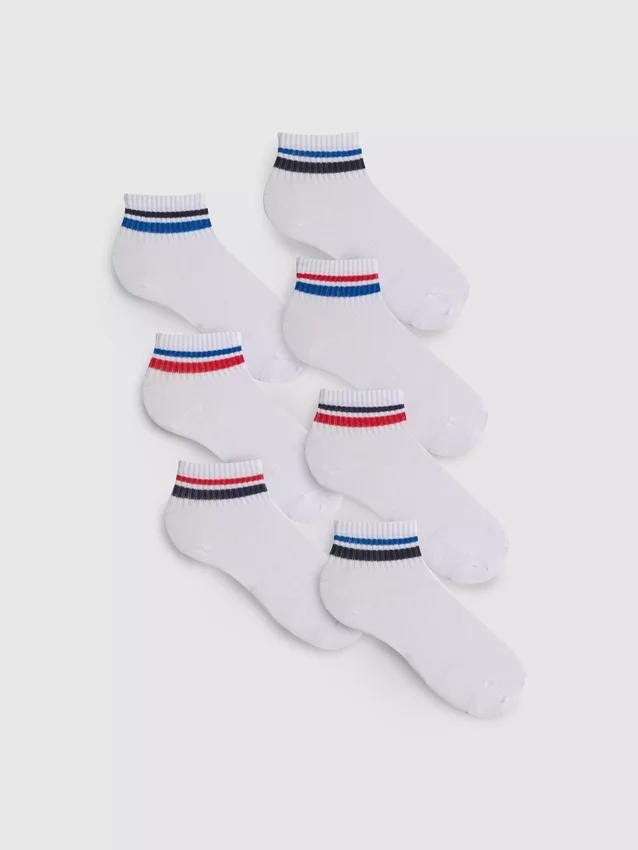 7er-Pack gestreifte Knöchelsocken