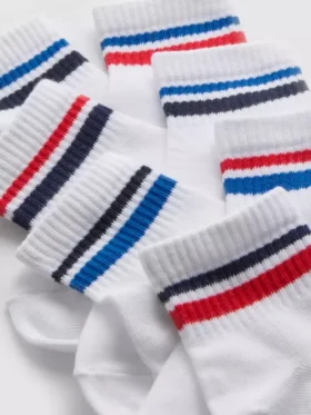7er-Pack gestreifte Knöchelsocken