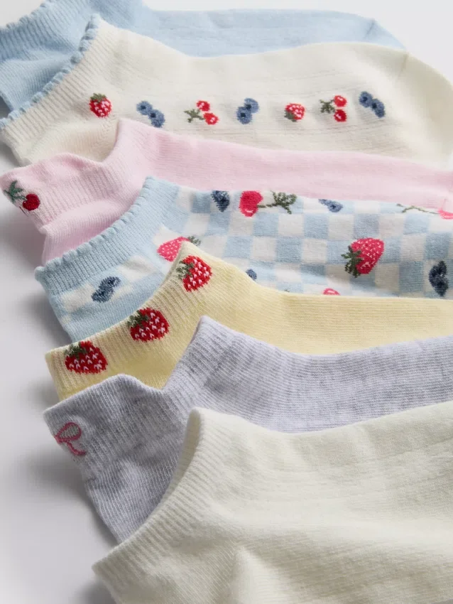 7er-Pack Knöchelsocken mit Fruchtmuster