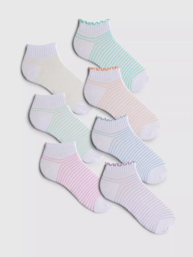 7er-Pack mehrfarbige gestreifte Socken