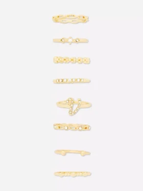 8er-Pack Strass-Initialenringe