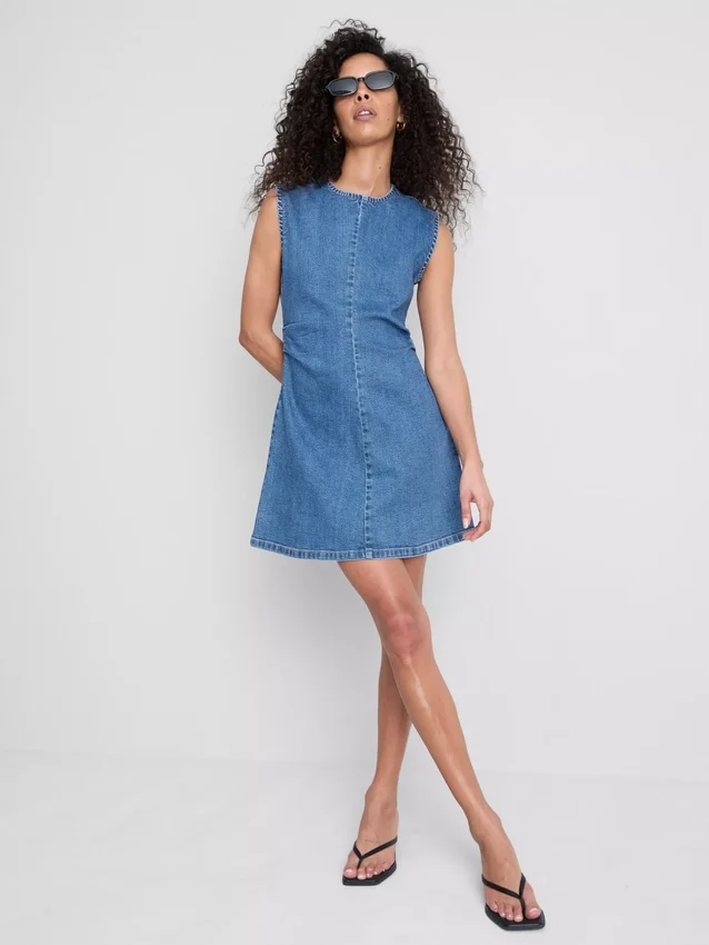 A-Linien-Minikleid aus Baumwoll-Denim