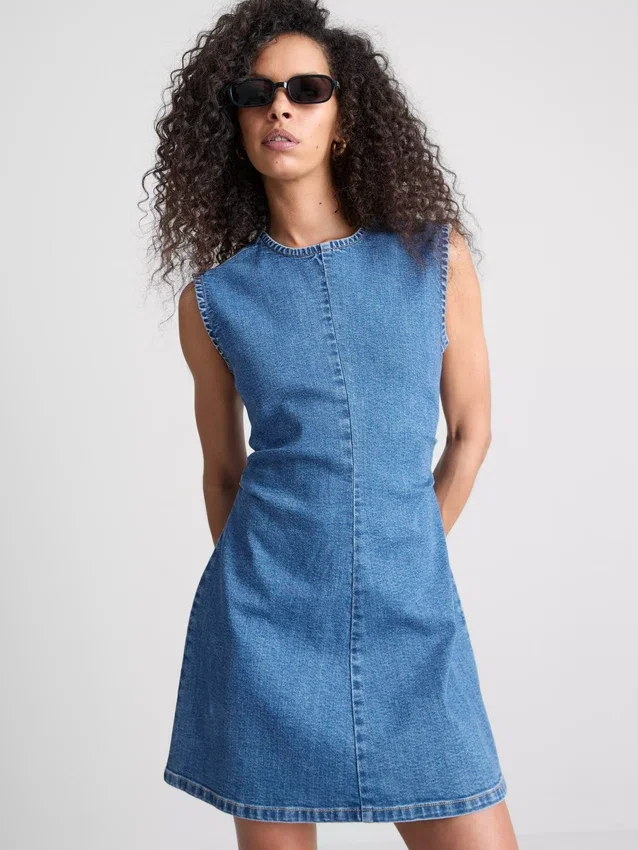 A-Linien-Minikleid aus Baumwoll-Denim