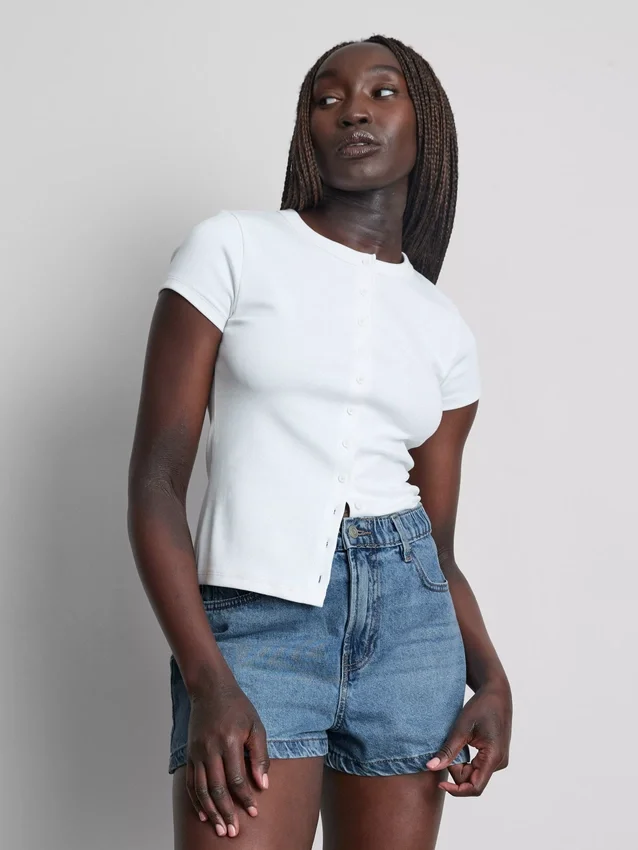 A-Linien-Shorts aus Baumwoll-Denim
