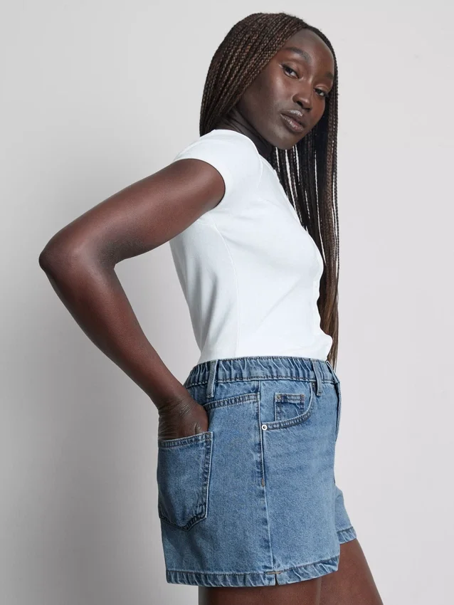 A-Linien-Shorts aus Baumwoll-Denim
