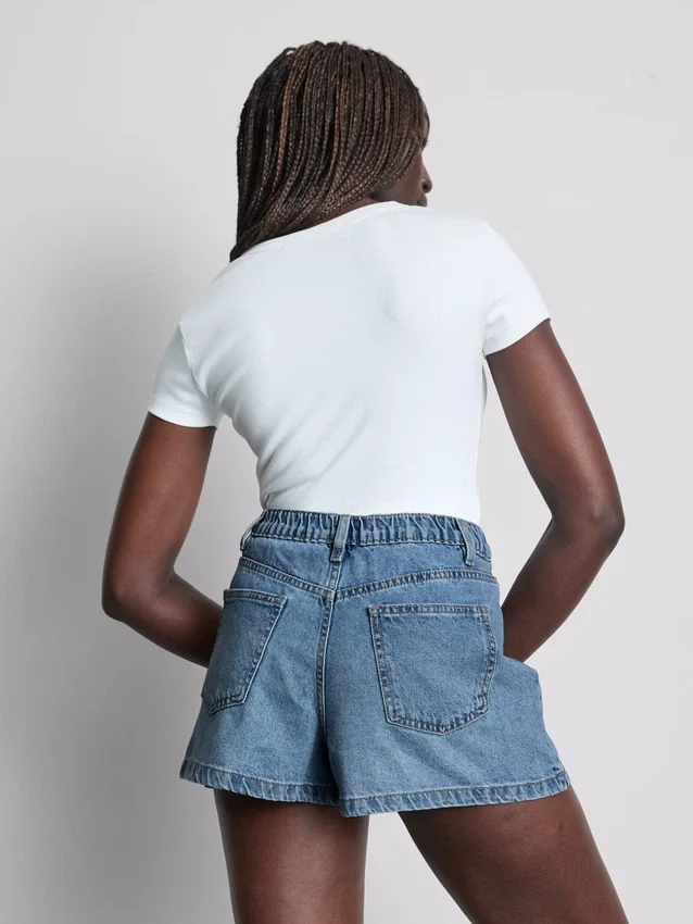 A-Linien-Shorts aus Baumwoll-Denim