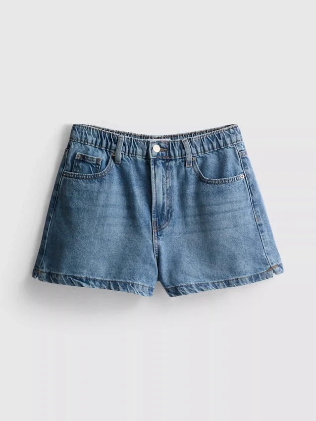 A-Linien-Shorts aus Baumwoll-Denim