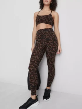 Aktiv-Leggings mit hohem Bund im Leopardenmuster