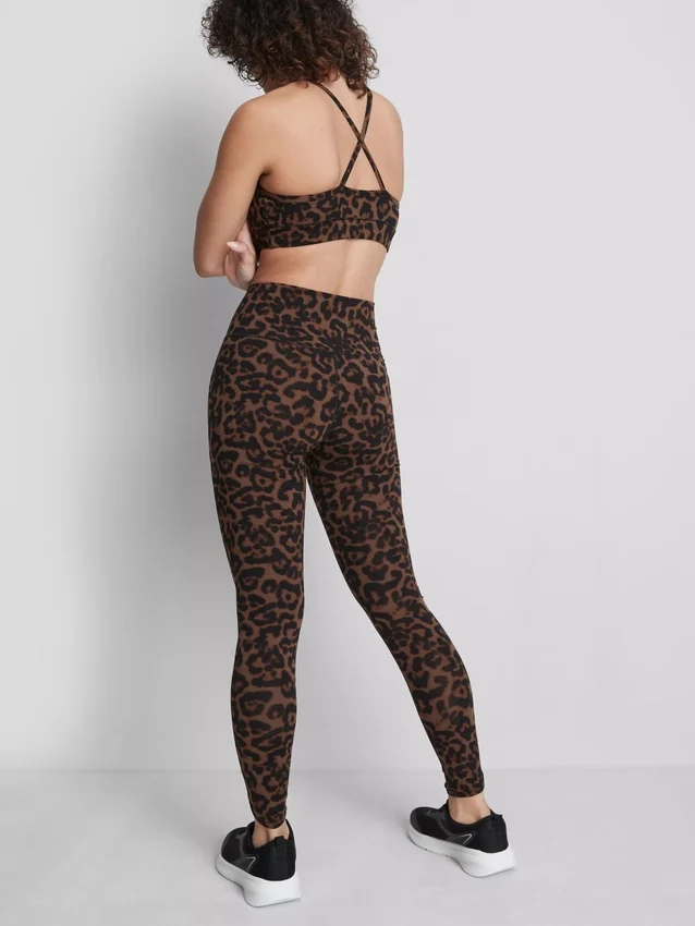 Aktiv-Leggings mit hohem Bund im Leopardenmuster