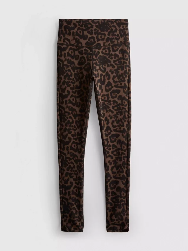 Aktiv-Leggings mit hohem Bund im Leopardenmuster